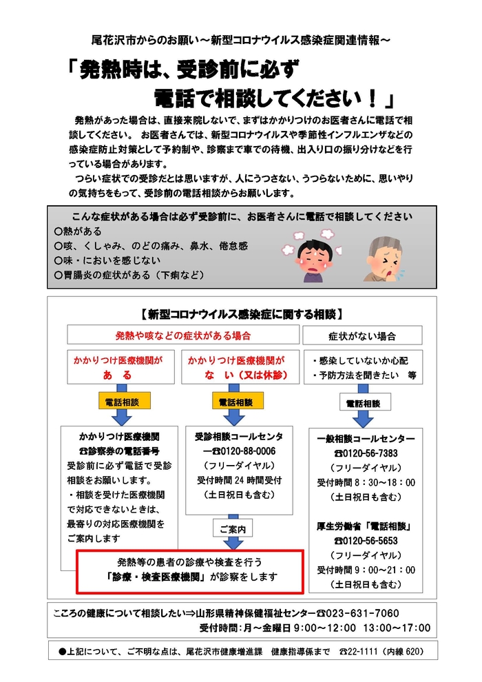 発熱時は受信前に電話で相談
